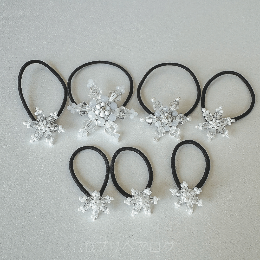 雪の結晶のヘアゴム(クリア) 7個セット – Dプリヘアログ オンライン