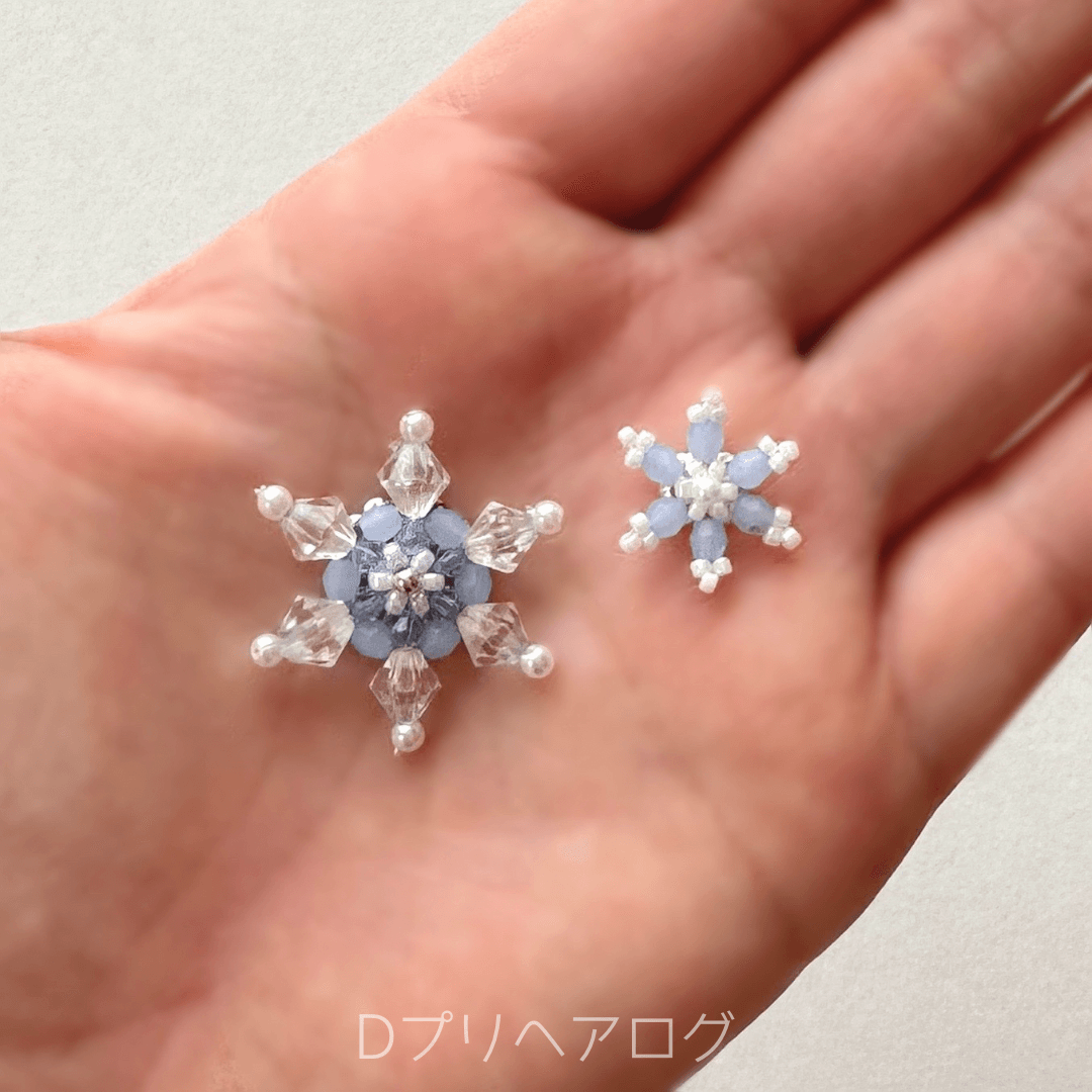 小さな雪の結晶のヘアゴム(ブルー×クリア) 5個セット – Dプリヘアログ