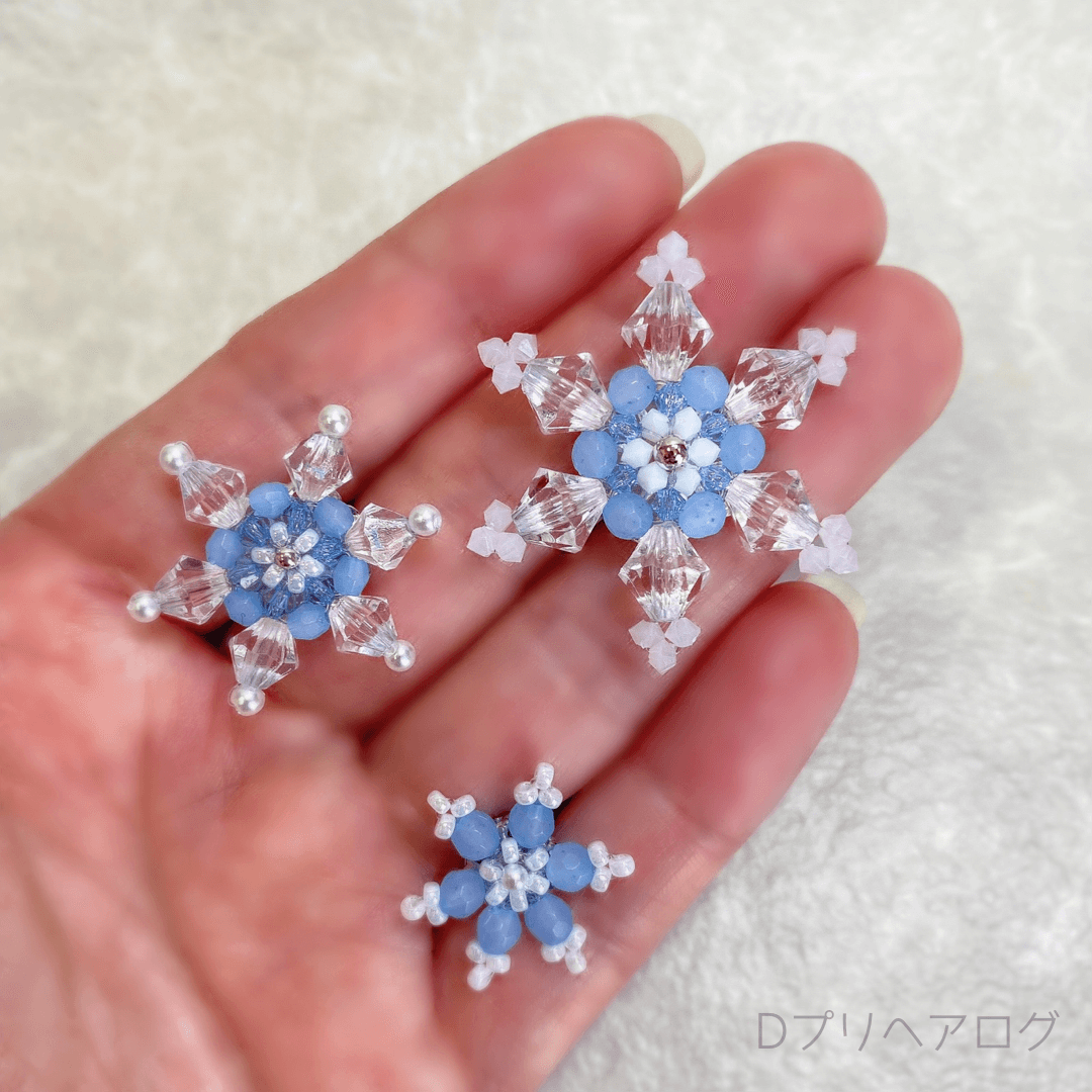単品 Sサイズ】雪の結晶のヘアゴム(ブルー×クリア) – Dプリヘアログ 