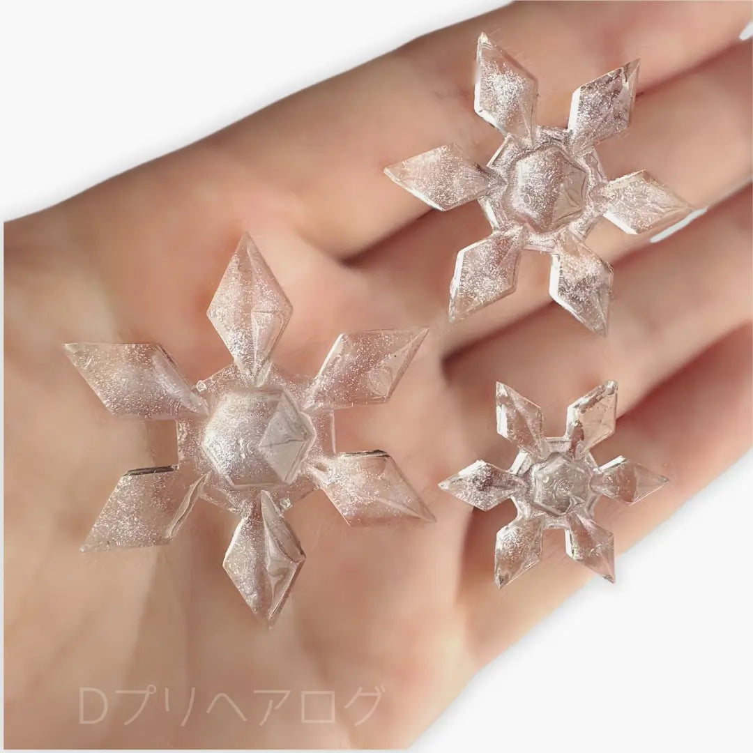 マコズアトリエ ハンドメイド 手描き ヘアクリップ 雪の結晶 素晴らしき hc48